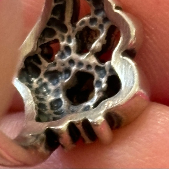 Sterling silver and 12 Kt rose gold grape leaves vintage ring - Picture 7 of 8